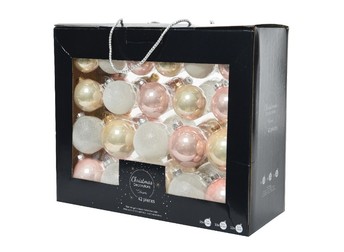 Set 42 globuri Crăciun Decoris, sticlă, 7 cm, multicolor