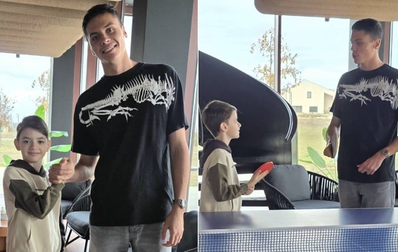 Rareș Prisacariu, copilul-minune din Botoșani, l-a întâlnit pe David Popovici și au jucat ping-pong: „Această strângere de mână mă va însoți mereu”