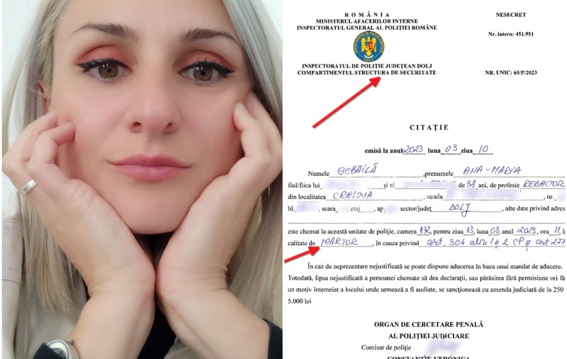 O ziaristă din Craiova a fost audiată la poliție și i s-a cerut să-și expună sursele