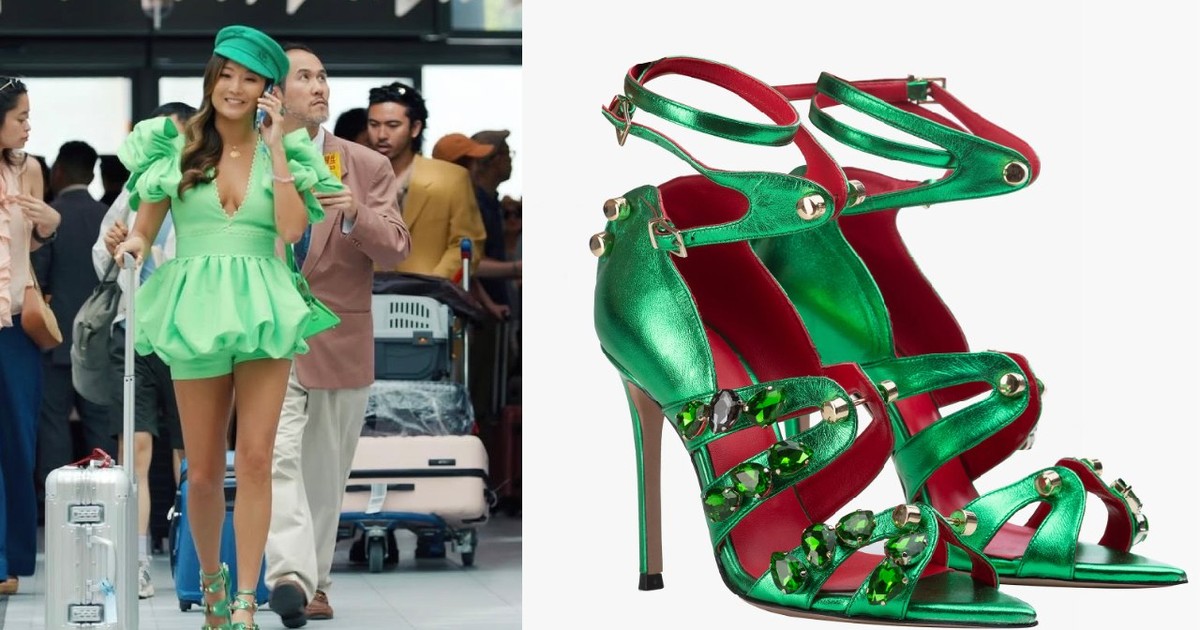Ashley Park, îmbrăcată într-o ținută verde, în serialul Emily in Paris/ Pantofi verzi cu toc, marca Hardot