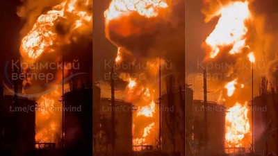 Incendiu la depozitul de combustibil din Crimeea după un atac cu drone ucrainene Foto: Profimedia