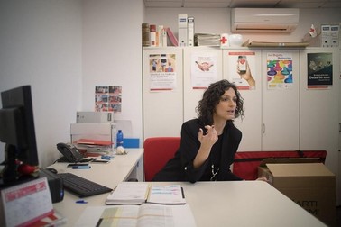Oana la biroul său de la Crucea Roșie din Castellón de la Plana, aprilie, 2019