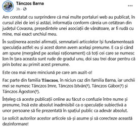Postarea lui Tanczos Barna.