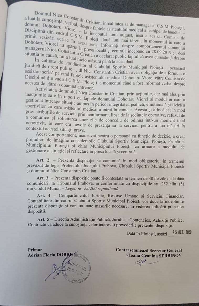 Decizia primarului Adrian Dobre