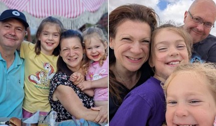 Maxie Allen și Rosalind Levine alături de fiicele lor, Sascha și Francesca. Foto: X