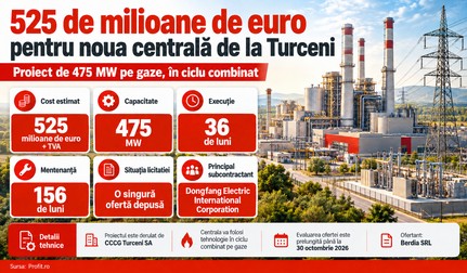 Centrală de 475 MW la Turceni, estimată la 525 milioane de euro. Dongfang Electric apare în singura ofertă. Imagine generată cu ajutorul Inteligenței Artificiale