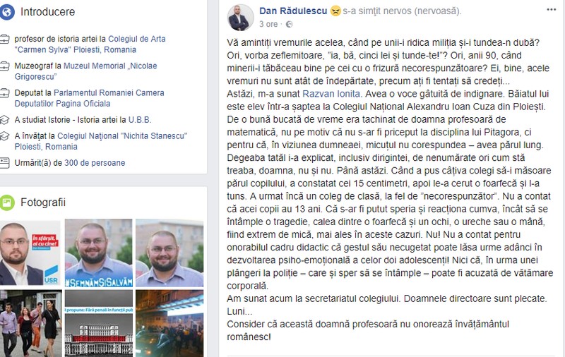 Scandalul elevilor tunși la școală de o profesoară în timpul orei, la Colegiul ”Al.I Cuza” Ploiești, continuă