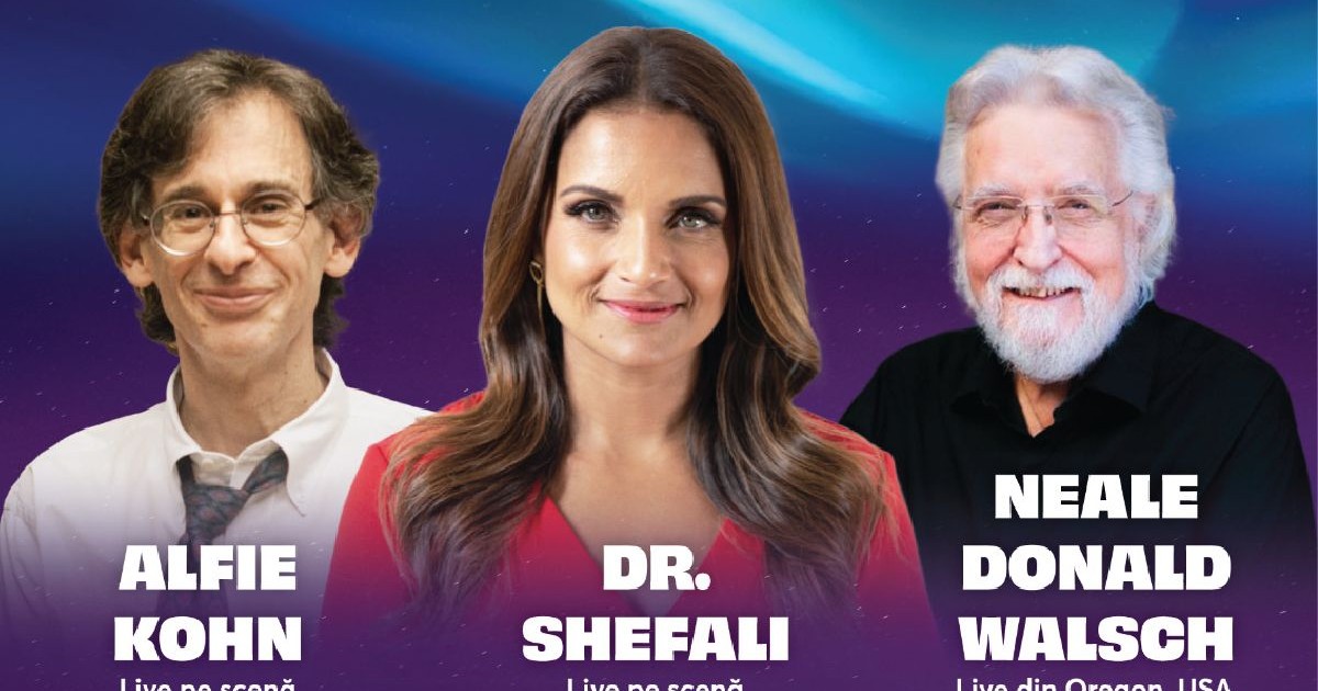 Dr. Shefali Tsabary, Alfie Kohn și Neale Donald Walsch, prezintă conferința „Părinte conștient, copil împlinit”, pe 10 mai 2026, Sala Palatului