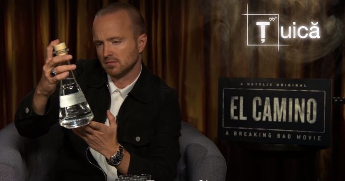 Cum reacționează Aaron Paul, actorul din "Breaking Bad", când gustă băuturi tradiţionale româneşti (foto YouTube)