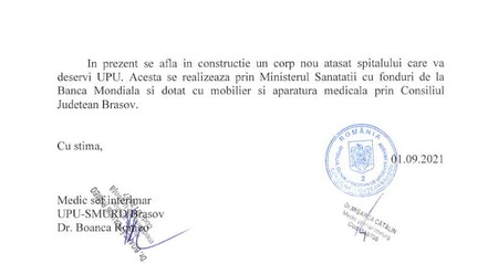 „Unitatea de Primiri Urgențe (UPU) funcționează de aproximativ 4 ani într-un spațiu provizoriu de 2 ori mai mic”, după cum a comunicat Spitalul Județean către Libertatea