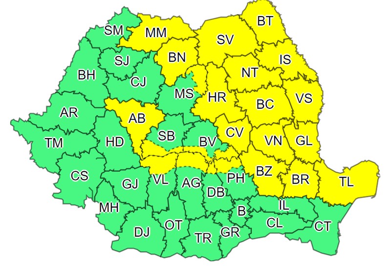 Codul galben de furtuni este valabil în perioada 17 august, ora 12.00 - 17 august, ora 22.00