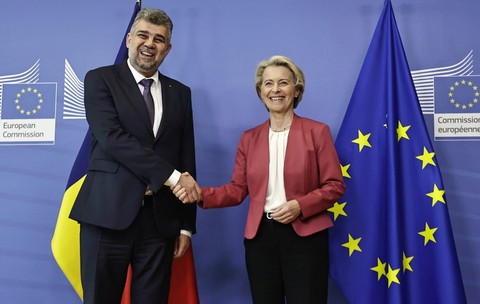 Premierul Marcel Ciolacu și președinta Comisiei Europene, Ursula von der Leyen, vineri, 1 septembrie, la Bruxelles. Foto: Guvernul României