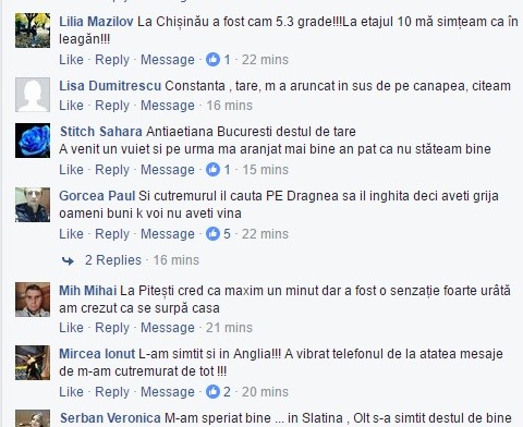 cutremurul de azi, mesajele romanilor