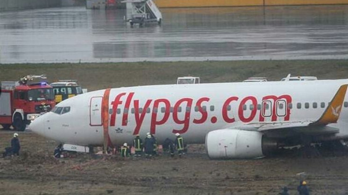 Un avion cu 169 de oameni a derapat pe pistă în Istanbul (foto Twitter)