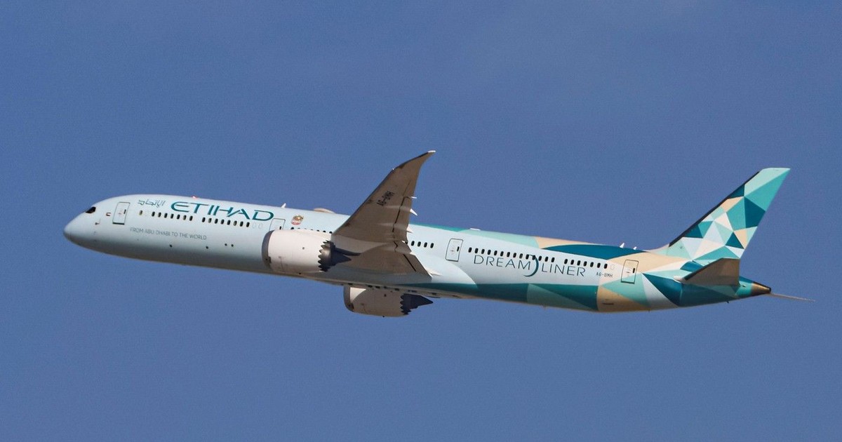 Etihad Airways Boeing 787 Dreamliner, Abu Dhabi, Emiratele Arabe Unite. Imagine cu caracter ilustrativ.