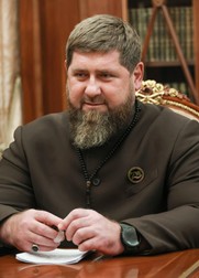 epa10520616 The Head of the Chechen Republic, Ramzan Kadyrov during a meeting with Russian President Putin in the Moscow Kremlin in Moscow, Russia, 13 March 2023. Kadyrov briefed Putin on the socio-economic achievements of Chechnya in 2022. EPA-EFE/MIKHAEL KLIMENTYEV/SPUTNIK/KREMLIN / POOL MANDATORY CREDIT