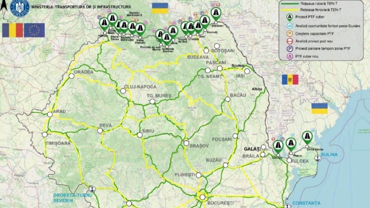 Hartă privind proiectele de la granița dintre România și Ucraina