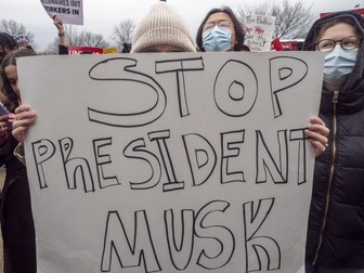 February 5, 2025, Washington, District Of Columbia, USA: Hundreds of union members and their supporters rally outside the Department of Labor to demand the Elon MuskÃs Department of Government Efficiency (DOGE) be stopped from accessing union workersÃ personal data. (Credit Image: © Sue Dorfman/ZUMA Press Wire)