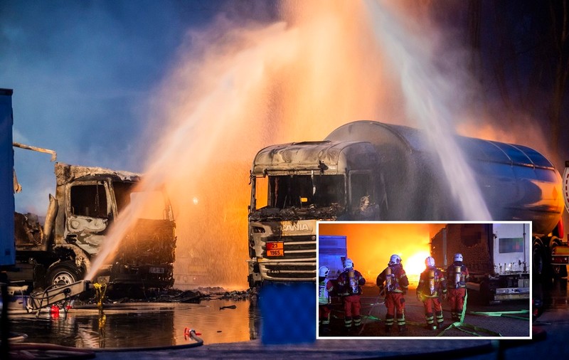 Explozii lângă Berlin, unde cinci cisterne pline cu gaz lichefiat au luat foc, într-o parcare