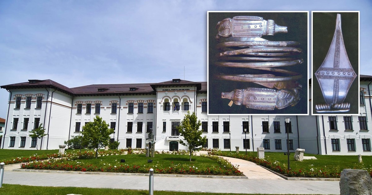 Colaj cu clădirea Muzeului Regiunii Porţilor de Fier din Drobeta Turnu Severin și obiectele dispărute