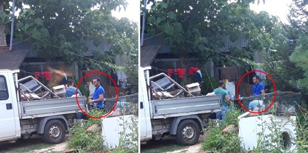 Polițistul Pistol este bărbatul în tricou albastru