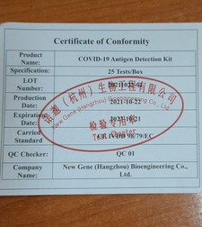 Așa arată certificatul de conformitate care însoțește testele chinezești