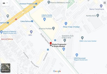 Zona unde a avut loc accidentul: intersecția dintre strada Progresului și strada Năsăud, aproape de Liberty Center| Foto: Google Maps