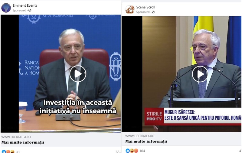 Imaginea site-ului Libertatea, folosită în deep fake-ul cu guvernatorul BNR Mugur Isărescu. Banca centrală avertizează împotriva fraudelor