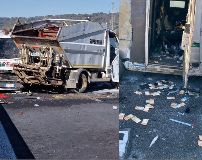 Patru milioane de euro furați ca-n filme din două mașini bilndate, de un comando înarmat cu puști Kalașnikov, pe o autostradă din Italia / VIDEO