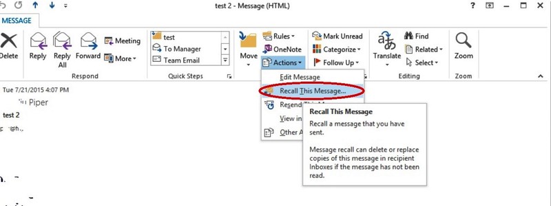 Anularea unui email trimis din greseala Microfost Outlook