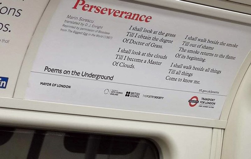 Poezie de Marin Sorescu în metroul din Londra: „Voi privi la iarbă, până voi primi titlul de doctor în iarbă”