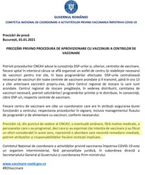 Comunicatul Comitetului de Vaccinare, transmis ieri, în prima zi a anului