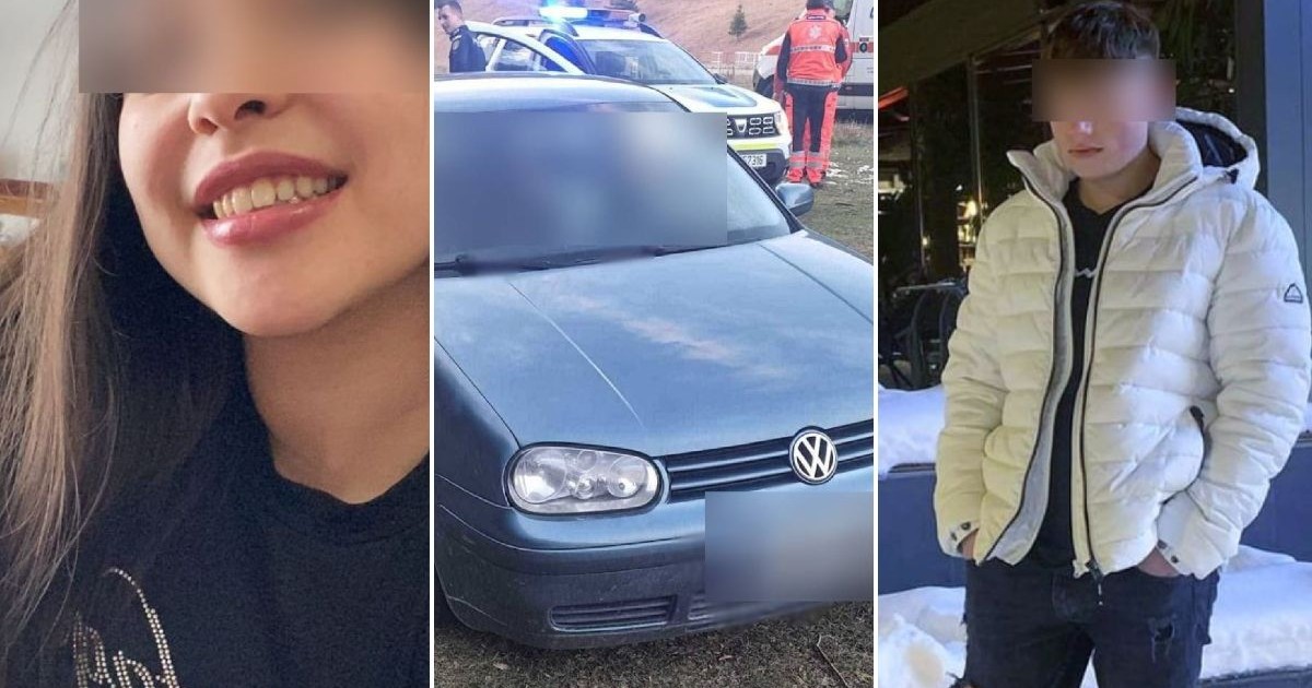 Imaginea prezintă un colaj de trei fotografii. În stânga este o tânără cu părul lung, șaten, în mijloc este un autoturism Golf albastru, iar în dreapta este un tânăr îmbrăcat cu o geacă albă și pantaloni negri
