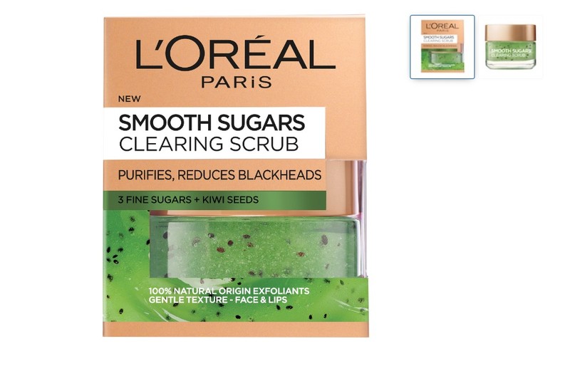 Scrub exfoliant cu zahar pentru ten cu puncte negre L'Oreal Paris, Smooth Sugars, 50 ml