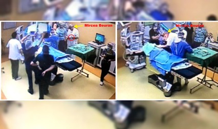 Mircea Beuran, surprins de camerele de supraveghere în sala de operații, fără ținuta corespunzătoare