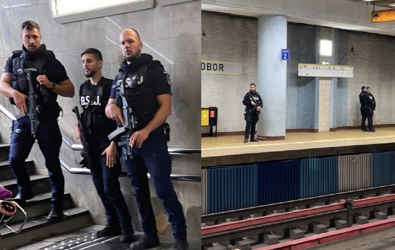 Jandarmi cu arme automate, gata de luptă, la metrou în București. Jandarmeria Română: „Nu trebuie să vă speriați!”
