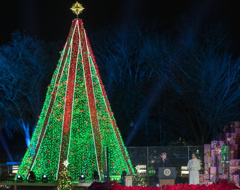FOTO| Donald și Melania Trump au aprins luminile bradului de Crăciun de la Casa Albă