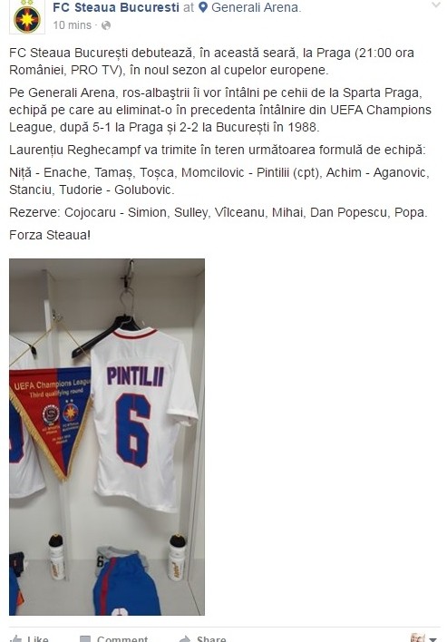 Echipa Stelei a fost anunțată pe Facebook