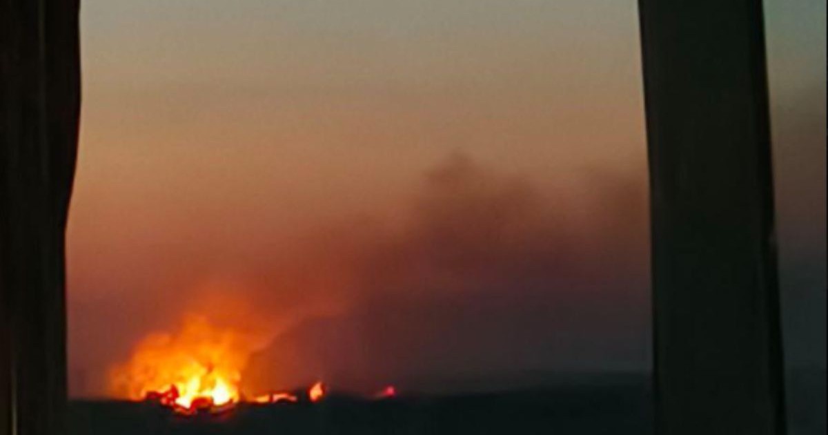 flăcări care se văd în zare de la Aerodromul din zona Voronej