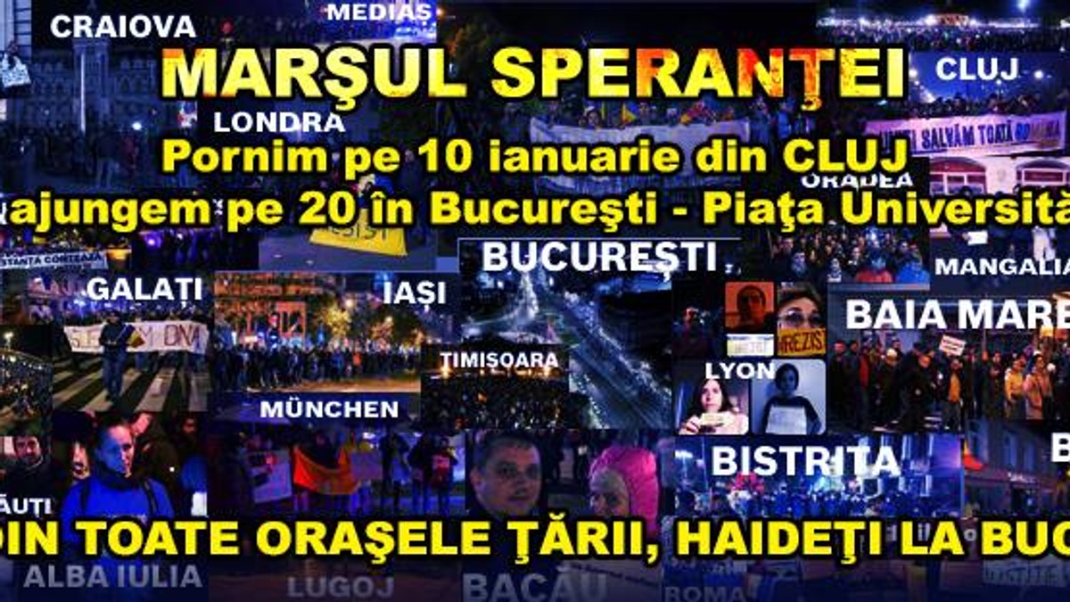 Clujeni plecați pe jos spre București pentru mega-protestul #rezist din 20 ianuarie. Din grup fac parte fac parte 4 orbi, dar și un francez