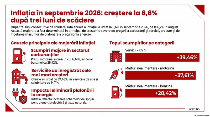 Inflația în septembrie 2026. Infografic realizat cu ajutorul Inteligenței Artificiale
