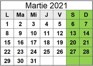 Calendar martie 2021