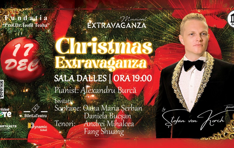 Stele ale operei se alătură tenorului ŞTEFAN von KORCH în concertul “Christmas Extravaganza” pe 17 Decembrie la Sala Dalles
