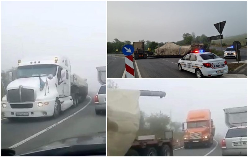 Un convoi cu tancuri pentru Ucraina care trecea prin România a rămas blocat câteva ore într-o intersecție din Sălaj