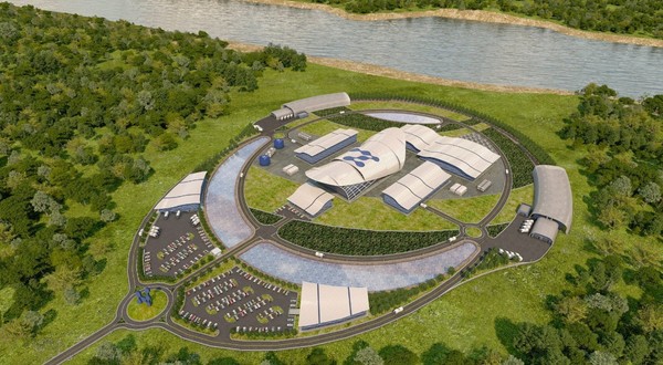 O randare cu centrala nucleară și cele șase minireactoare care ar urma să fie construite la Doicești