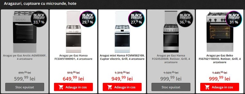 O parte din reducerile la aragazuri la Flanco de Black Friday 2020