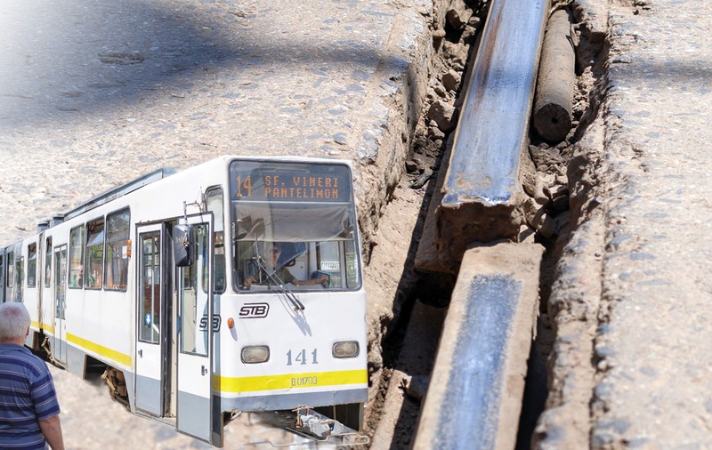 Dezastrul șinelor de tramvai din București: „Două cauciucuri am făcut praf. Cine-mi dă banii pe ele?”