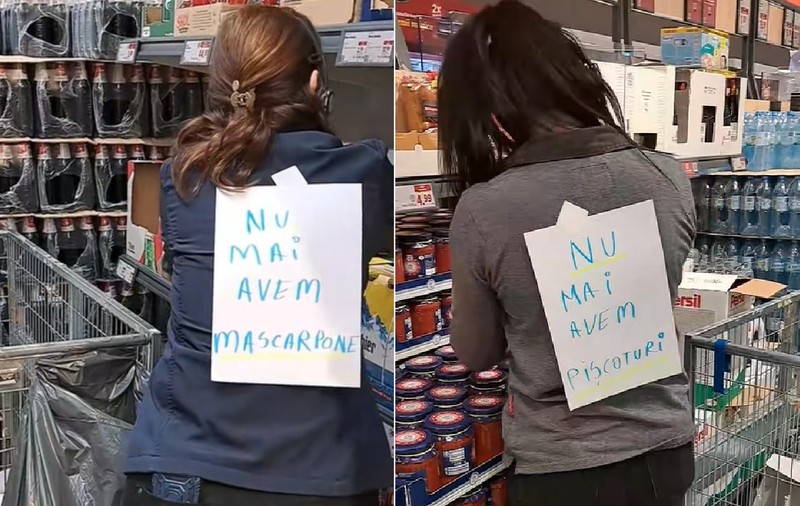 Angajații unui magazin Lidl și-au pus afișe pe tricouri pentru românii care au căutat aceleași produse înainte de Revelion