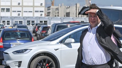 Elon Musk visits Tesla Gigafactory construction site in Germany