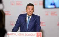 Sorin Grindeanu în timpul unei conferințe de presă la sediul PSD
